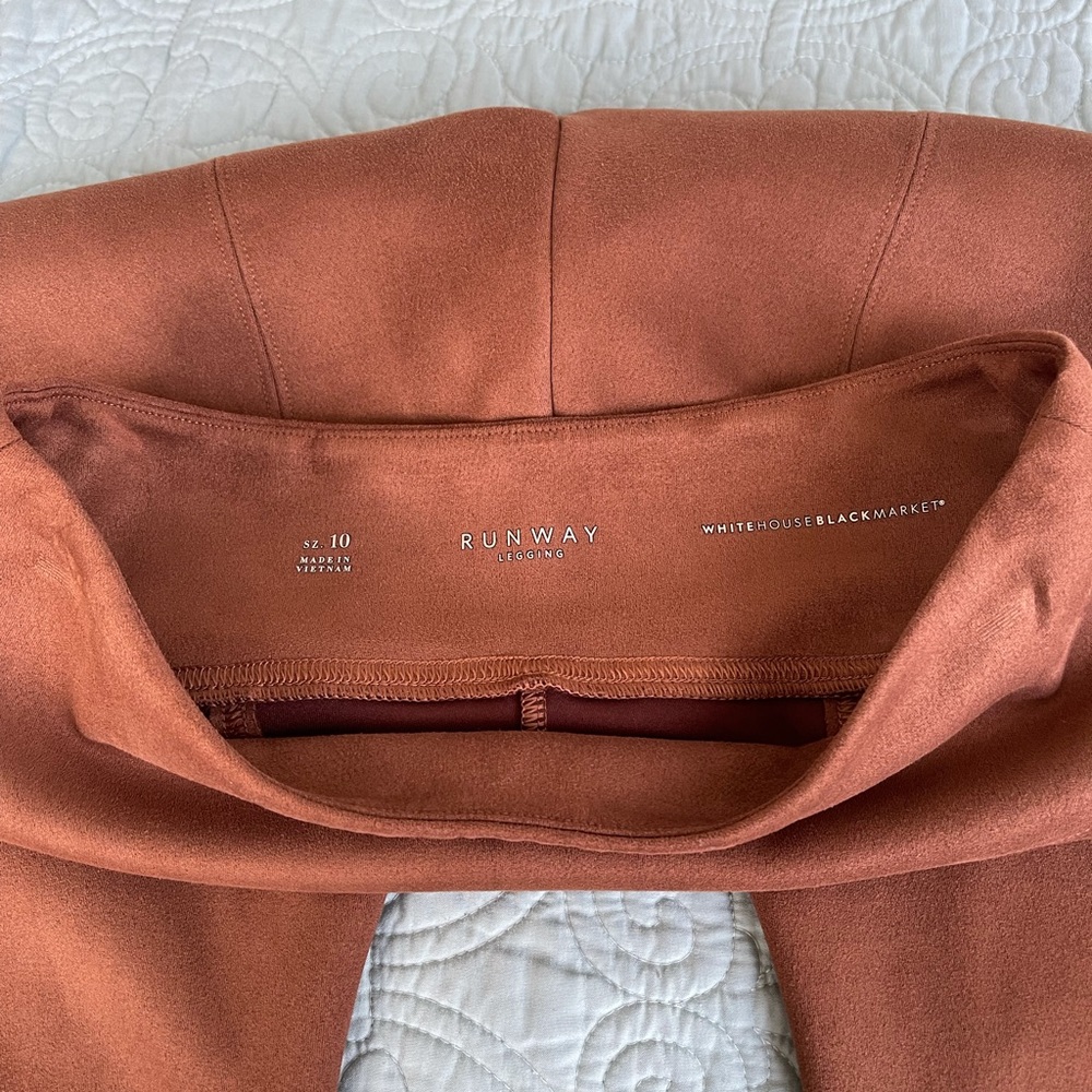 White House Black Market Runway Leggings Vegan-Suede, Brown color. Size 10